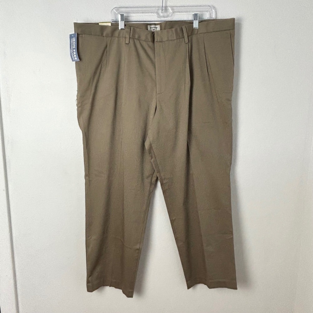 Dockers Superior Trouser Mens 44x30 Khaki Tan Pleated Classic Fit Iron Free NEW